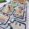 image:imageIVI Thick 3D Childrens Play Mat amp Rug in A Colorful Town Design for Kids with Soccer Field Car Park amp Roads Blue 32 x 45 inchesTraffic Blue