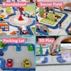image:imageIVI Thick 3D Childrens Play Mat amp Rug in A Colorful Town Design for Kids with Soccer Field Car Park amp Roads Blue 32 x 45 inchesTraffic Blue