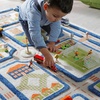 image:imageIVI Thick 3D Childrens Play Mat amp Rug in A Colorful Town Design for Kids with Soccer Field Car Park amp Roads Blue 32 x 45 inchesTraffic Blue