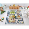 image:imageIVI Thick 3D Childrens Play Mat amp Rug in A Colorful Town Design for Kids with Soccer Field Car Park amp Roads Blue 32 x 45 inchesTraffic Blue